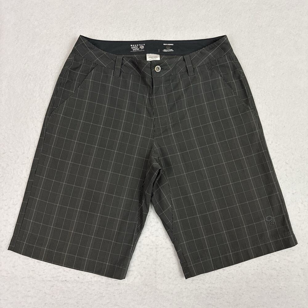 Mountain Hardwear Peak Rambler Shorts Men’s 34 Gray Plaid 12” Hiking 1662151o